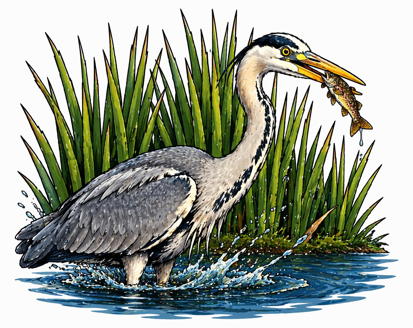 Graureiher Illustration