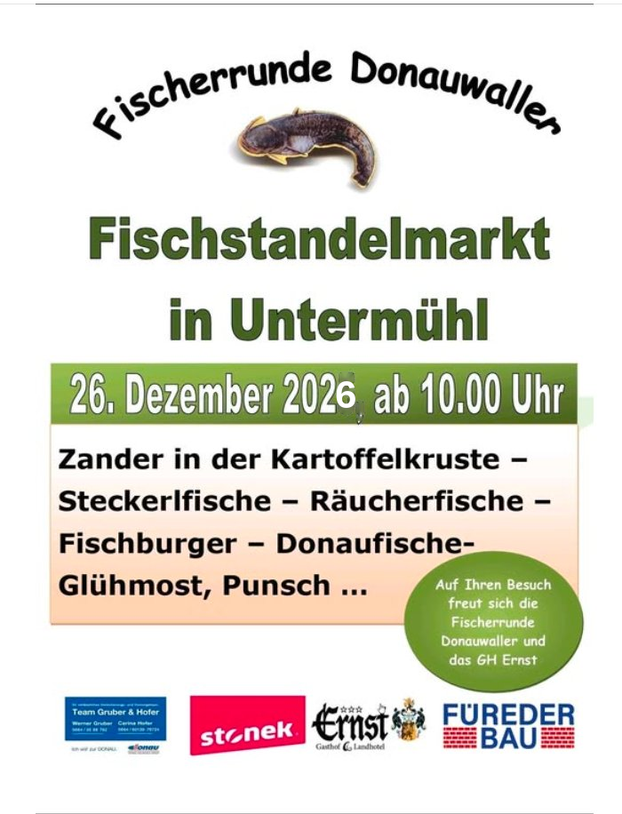 Plakat Fischstandelmarkt 26. Dezember 2026 in Untermühl