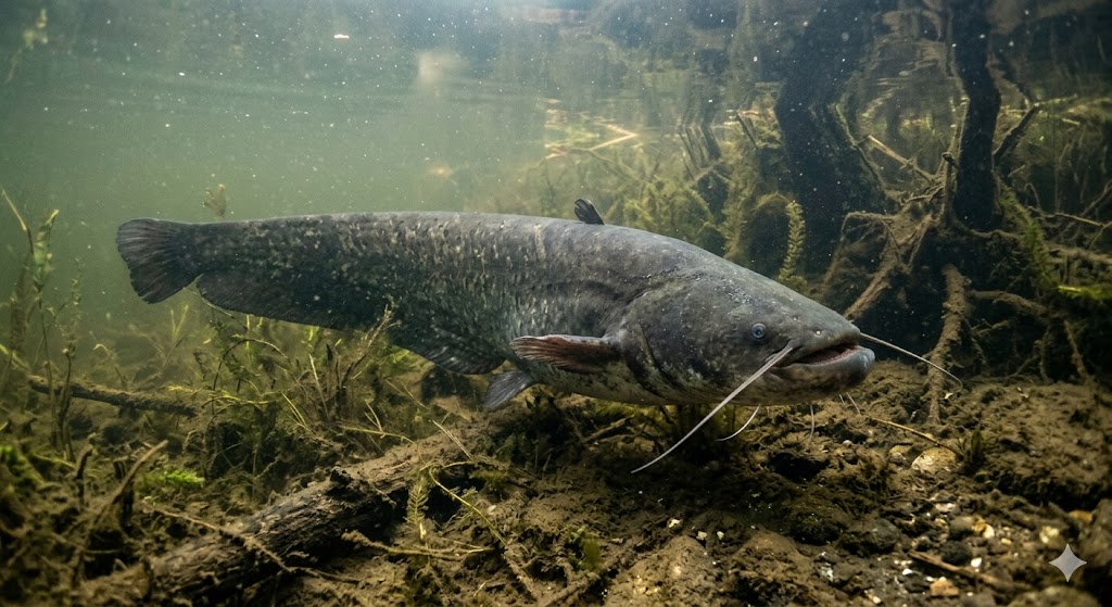 Wels (Waller) im Gewässer