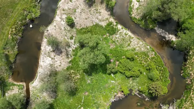 Große Mühl aus der Luft: Standbild aus dem Renaturierungsvideo